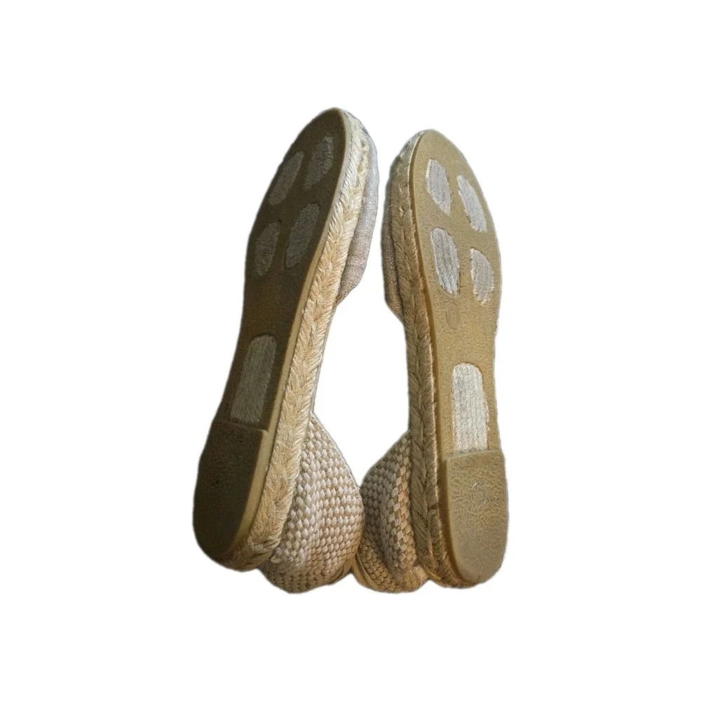 J.Crew Women's Lace-Up Espadrille‎ Flats Size 8 Beige Canvas Jute Summer Shoes
